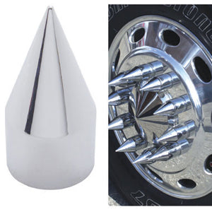 33mm chrome plastic x-pointed spike thread-on lugnut cover w/flange