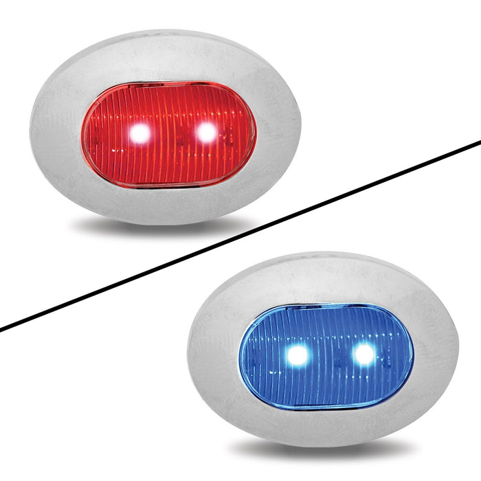 Dual Revolution Red/Blue 1" mini oval LED turn signal/auxiliary light
