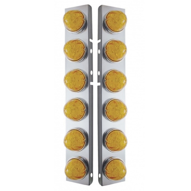 Peterbilt Vortox front air cleaner brackets w/12 amber watermelon led lights