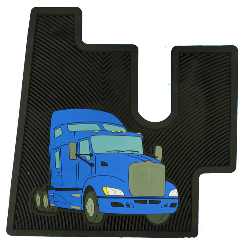 Kenworth T600/T660 blue and black rubber floor mat set (version 2)