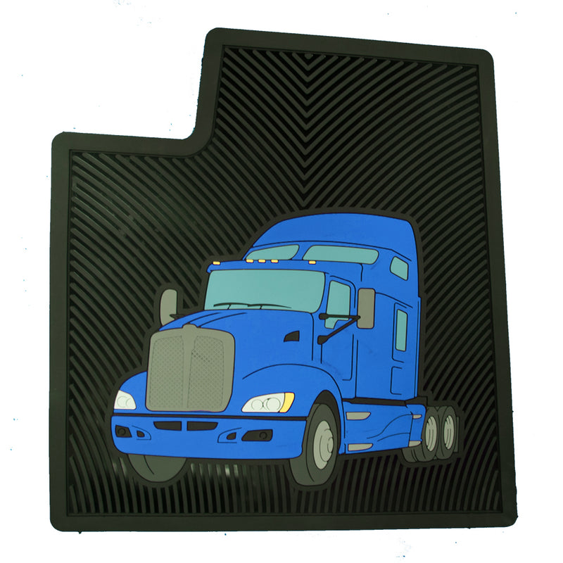 Kenworth T600/T660 blue and black rubber floor mat set (version 2)