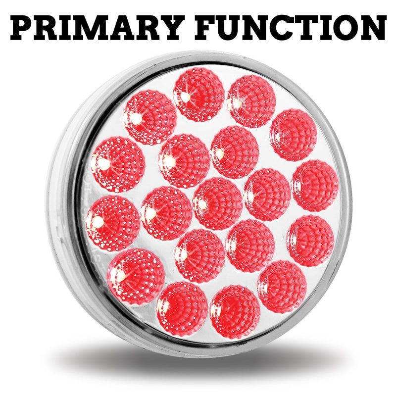 Dual Revolution  4" round 19 diode LED Red stop/turn/tail and Amber STROBE light - CLEAR lens