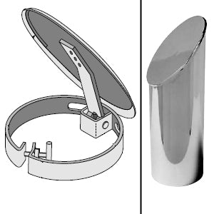 Dynaflex chrome 5" diameter rain cap for miter cut stacks