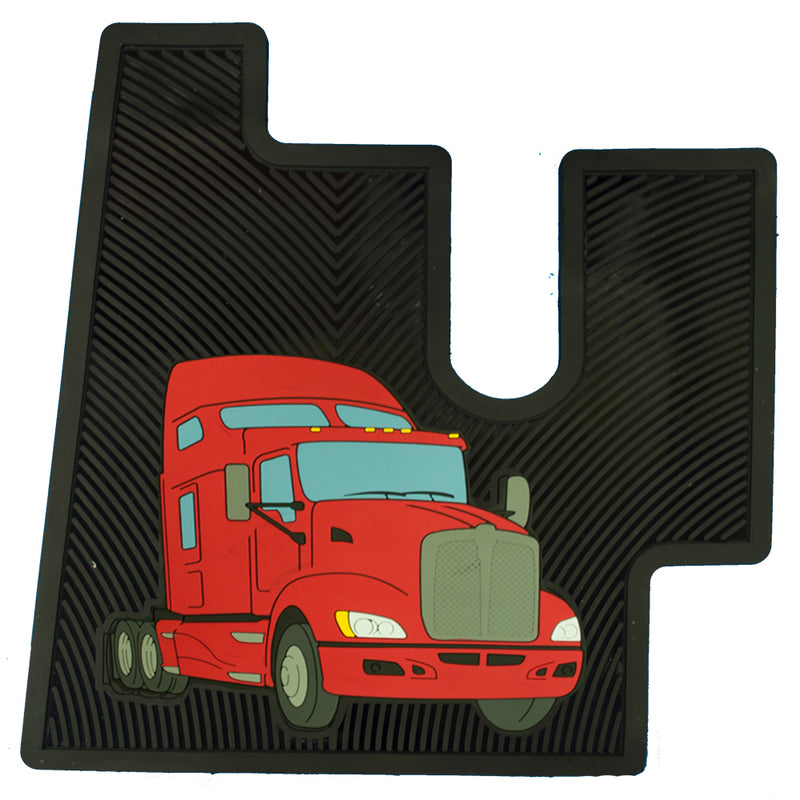 Kenworth T600/T660 red and black rubber floor mat set (version 2)