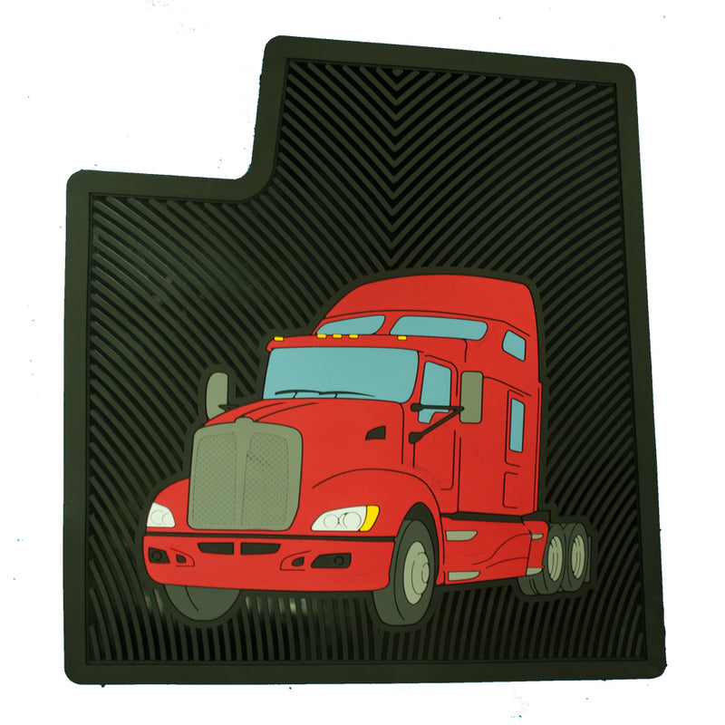 Kenworth T600/T660 red and black rubber floor mat set (version 2)