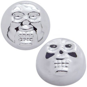 Chrome plastic skull snap cap screw cover for 14/14 screw - 10/PACK