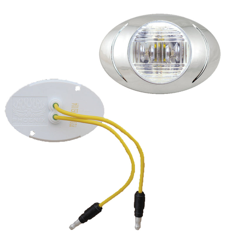 Magnum P3 amber LED millennium-style marker light - CLEAR lens, w/male .180 bullet plugs