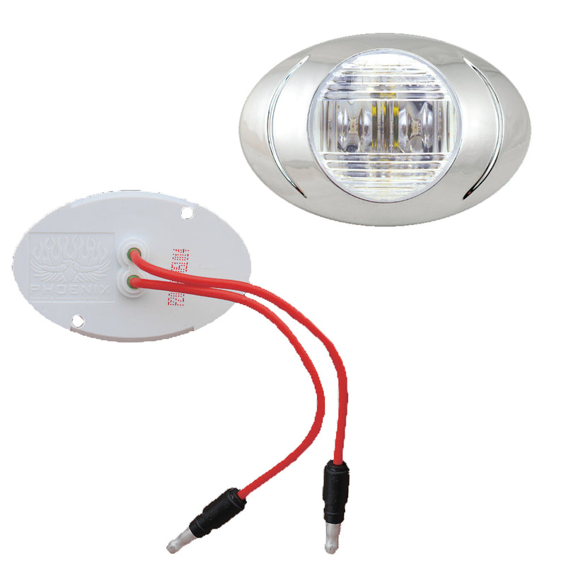 Magnum P3 red LED millennium-style marker light - CLEAR lens, w/male .180 bullet plugs