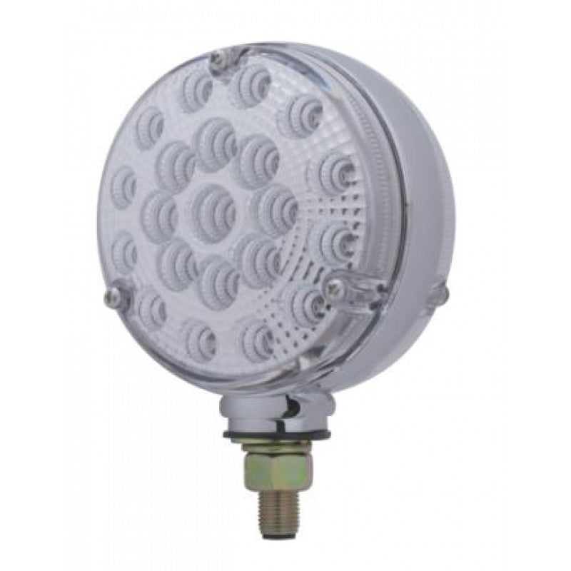 Amber/Red 21 diode 4" round LED turn signal light w/reflectors - CLEAR lens