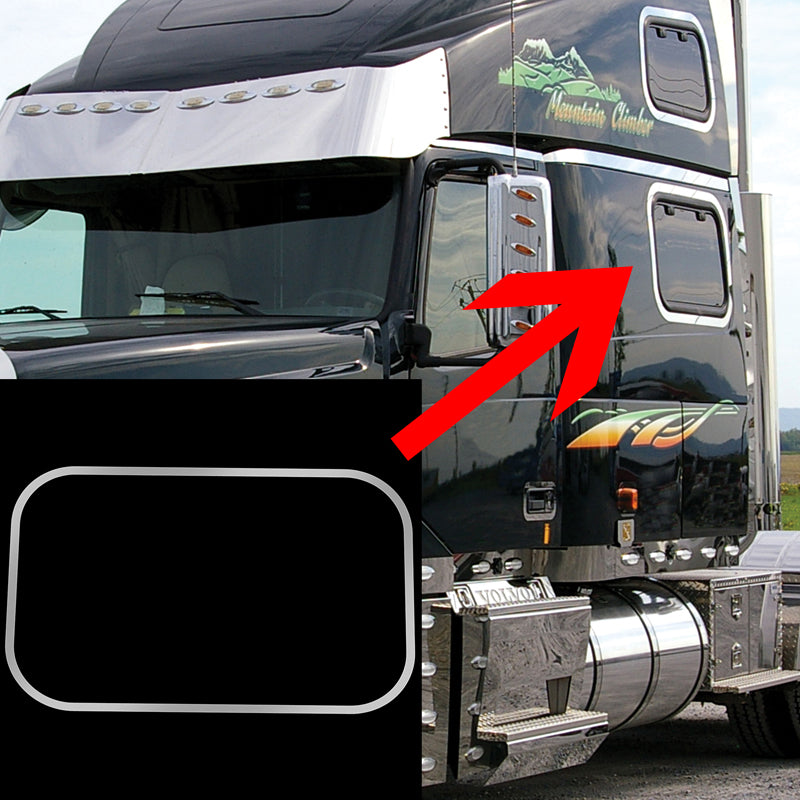 Volvo VN stainless steel lower sleeper window trim - PAIR