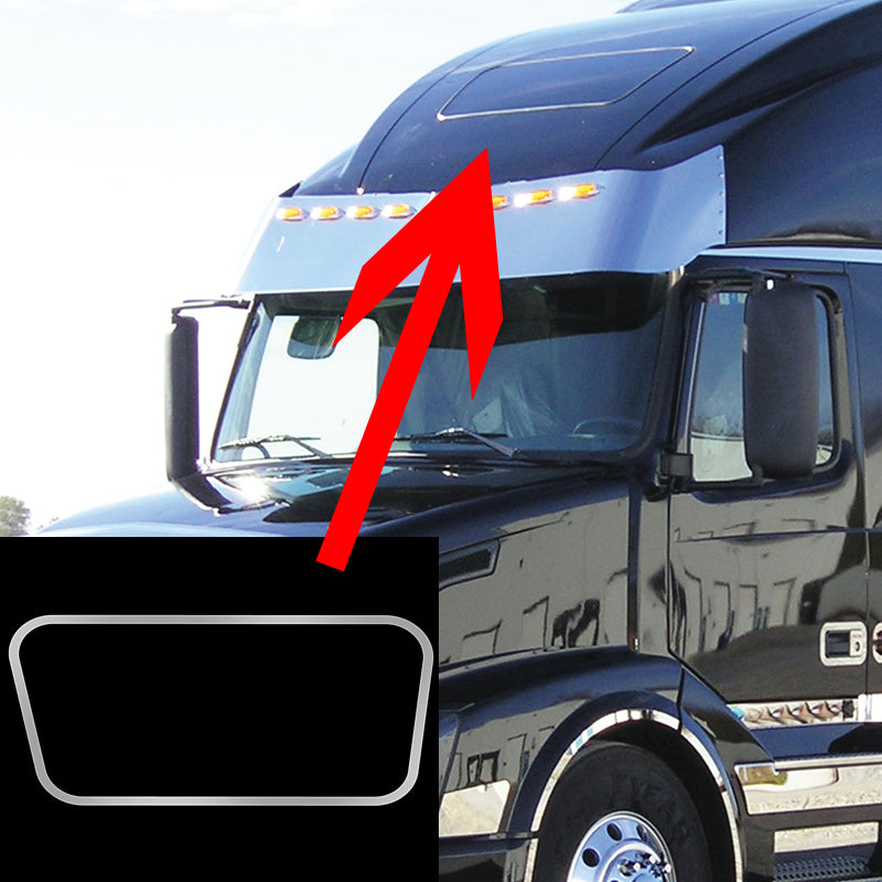 Volvo VN stainless steel front sleeper window trim
