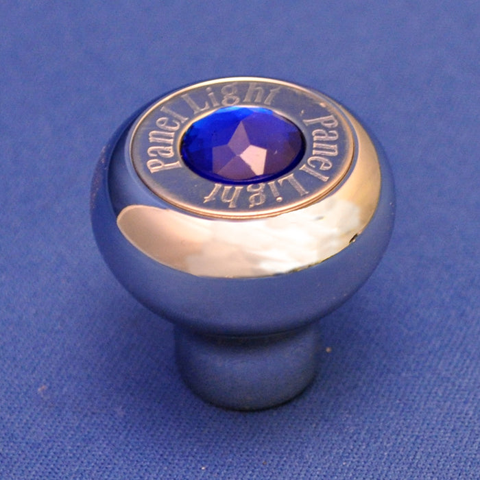 Small chrome aluminum dash knob w/engraved plate, jewel