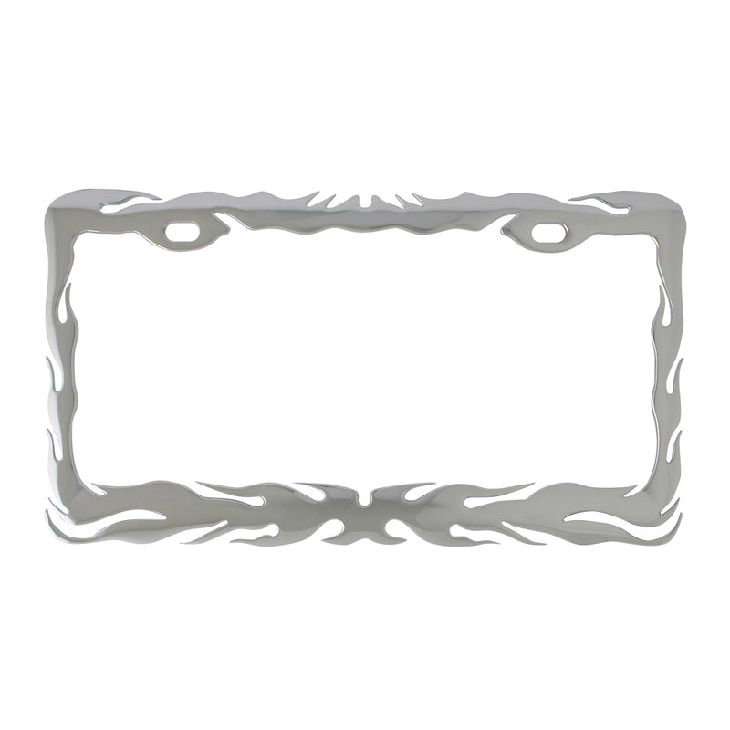 Chrome license plate frame w/flame design