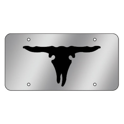 Longhorn stainless steel license plate w/black background