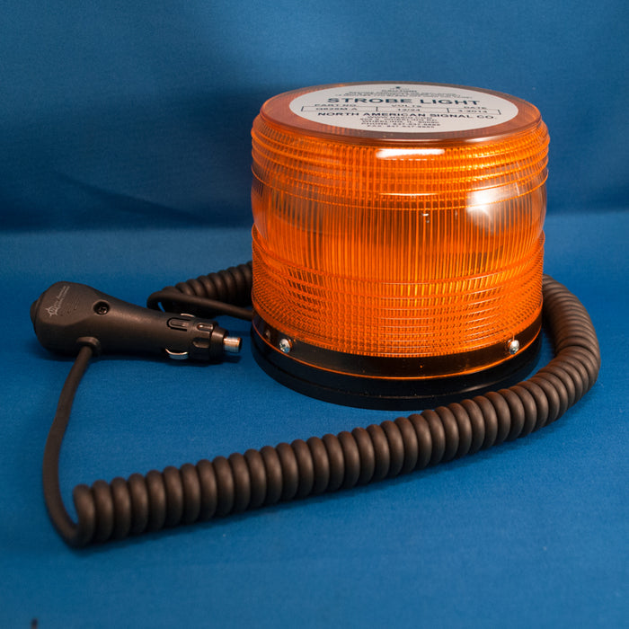 Amber 5" magnet mount beacon strobe light w/lighter plug