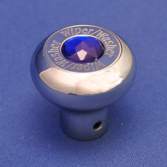Small chrome aluminum dash knob w/engraved plate, jewel