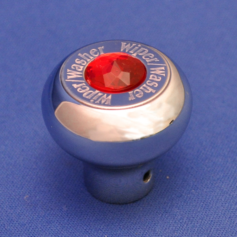 Small chrome aluminum dash knob w/engraved plate, jewel