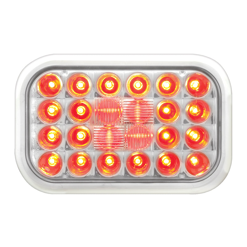 Pearl Red rectangular 24 diode LED stop/turn/tail light - CLEAR lens