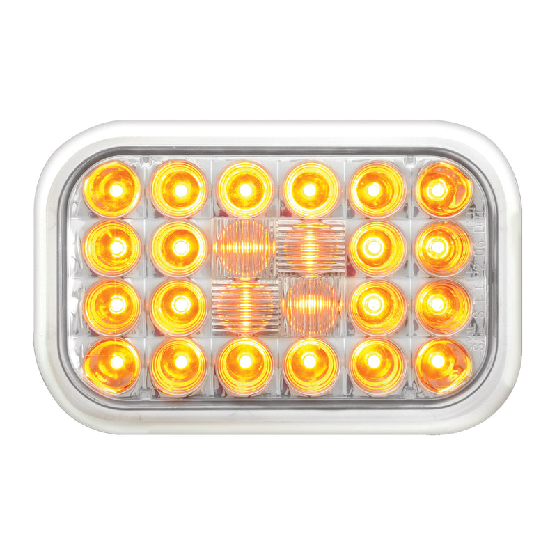 Pearl Amber rectangular 24 diode LED turn signal light - CLEAR lens