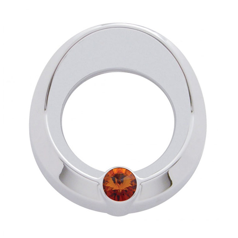 Universal chrome plastic small gauge cover with jewel, visor