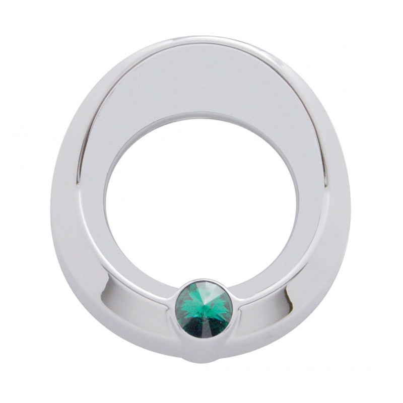 Universal chrome plastic small gauge cover with jewel, visor