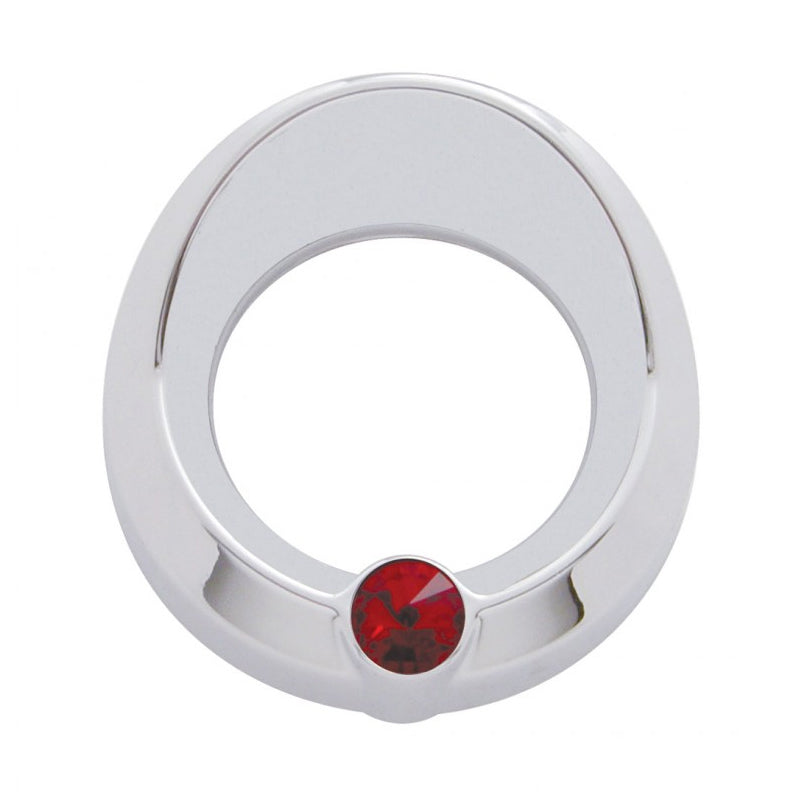 Universal chrome plastic small gauge cover with jewel, visor
