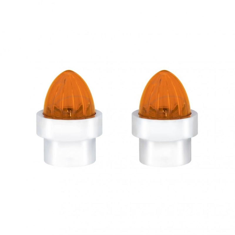 Amber plastic watermelon-style lens bumper guide top - PAIR