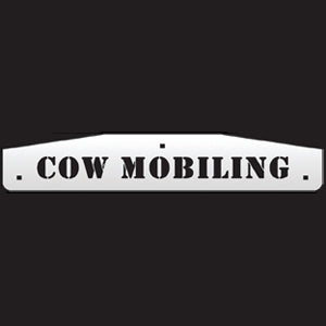 24" stainless steel cutout mudflap weights w/backs - PAIR - "Cow Mobiling"