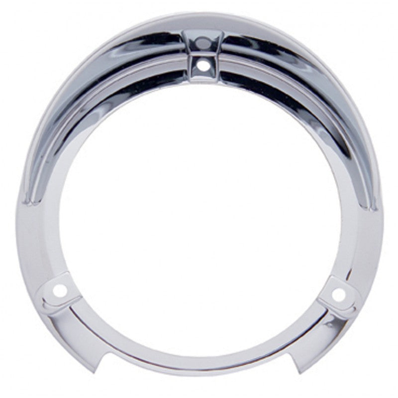 Chrome plastic trim rim for 4" pedestal light - Mounts Right-Side-Up