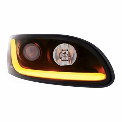 Peterbilt 386/387 black projection headlight w/LED "Glo" bar