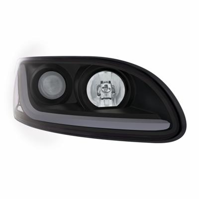 Peterbilt 386/387 black projection headlight w/LED "Glo" bar
