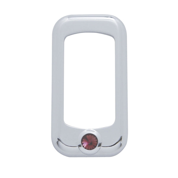 Chrome plastic rocker switch trim for Freightliner, Kenworth, or Peterbilt - w/jewel, 3/PACK