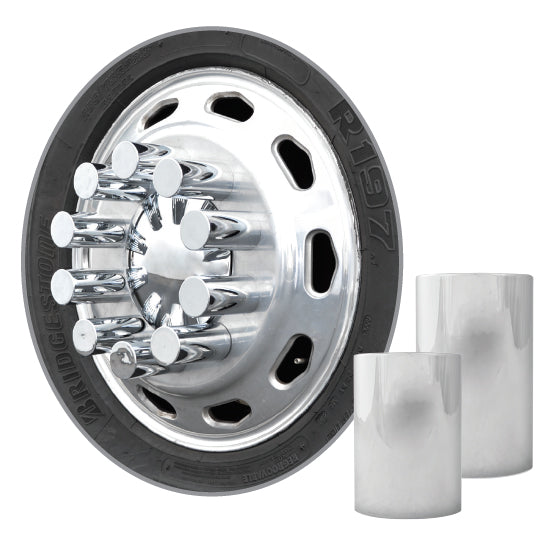 33mm chrome plastic 4.25" extra-long flat-top cylinder screw-on lugnut cover - GG/10246