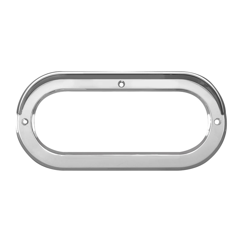 Oval chrome plastic light bezel with horizontal visor