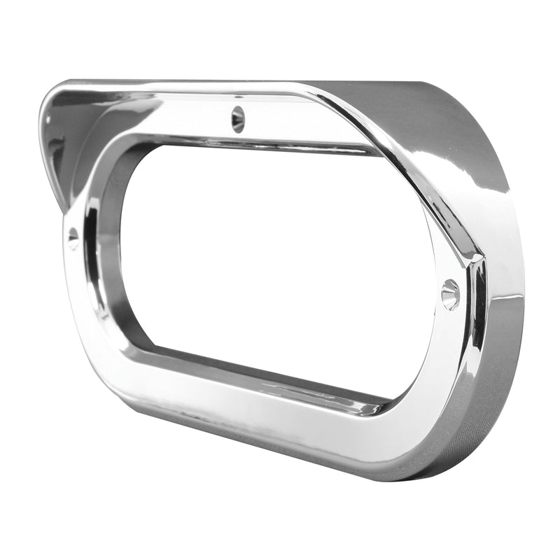 Oval chrome plastic light bezel with horizontal visor