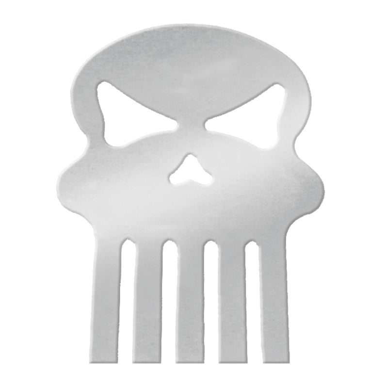 Chrome steel skull cutout w/welded studs - medium