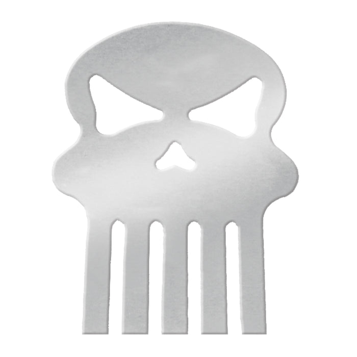 Chrome steel skull cutout w/welded studs - medium