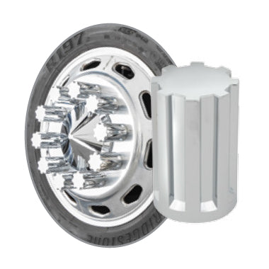 "Gear" 33mm chrome plastic screw-on lugnut cover