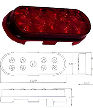 Maxxima red oval 9 8mm diode LED stop/turn/tail light