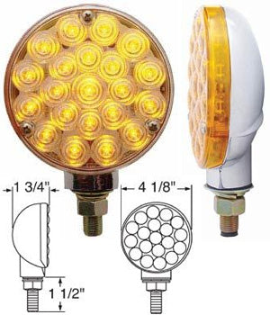 Amber 21 diode LED single-face pedestal turn signal light - CLEAR lens
