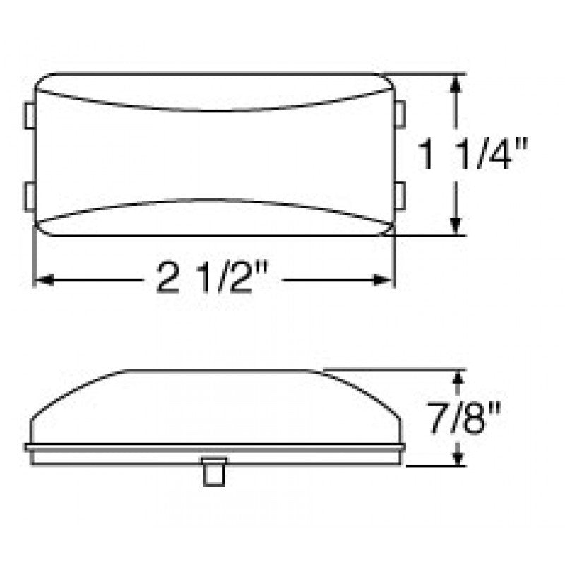 Amber 1" x 2.5" rectangular 6 diode LED marker light - CLEAR lens