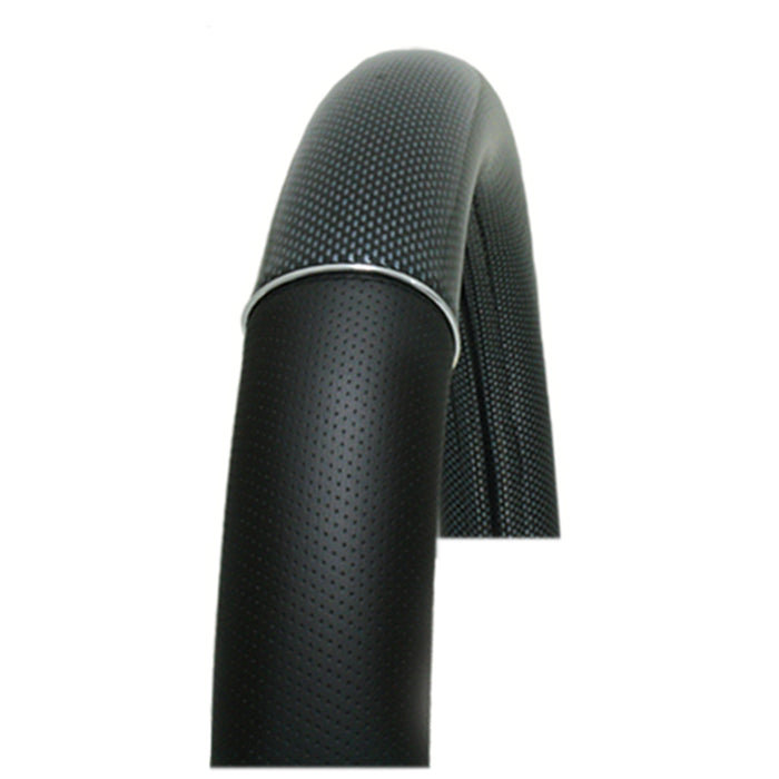 18" deluxe steering wheel cover - black carbon fiber w/chrome trim