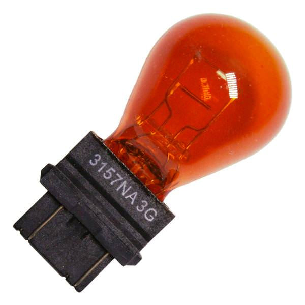 #3157 amber painted glass 12 volt incandescent tail light bulb - PAIR