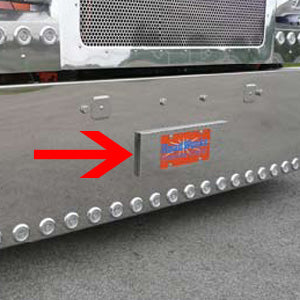 Peterbilt 388/389 stainless steel tow hook cover/license plate holder