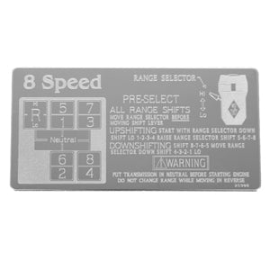 Rockwood Eaton Fuller stainless steel shift pattern plate - 8 Speed Direct
