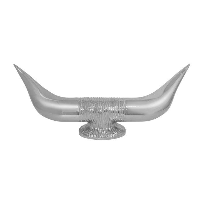Bull Horn chrome hood ornament w/round base - large