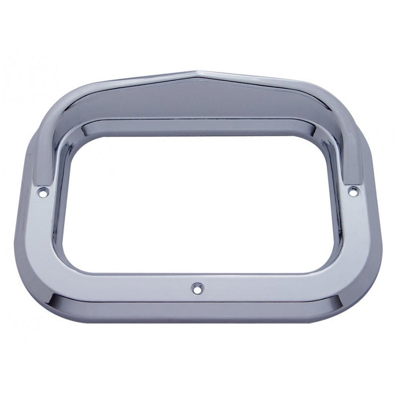 Rectangular chrome plastic light bezel with visor