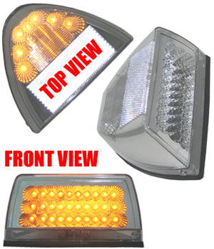 Spyder Amber LED turn signal for dual rectangular headlight - CLEAR lens