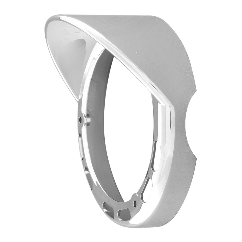 Chrome plastic rim with visor for LED pedestal light - Visor on the Left