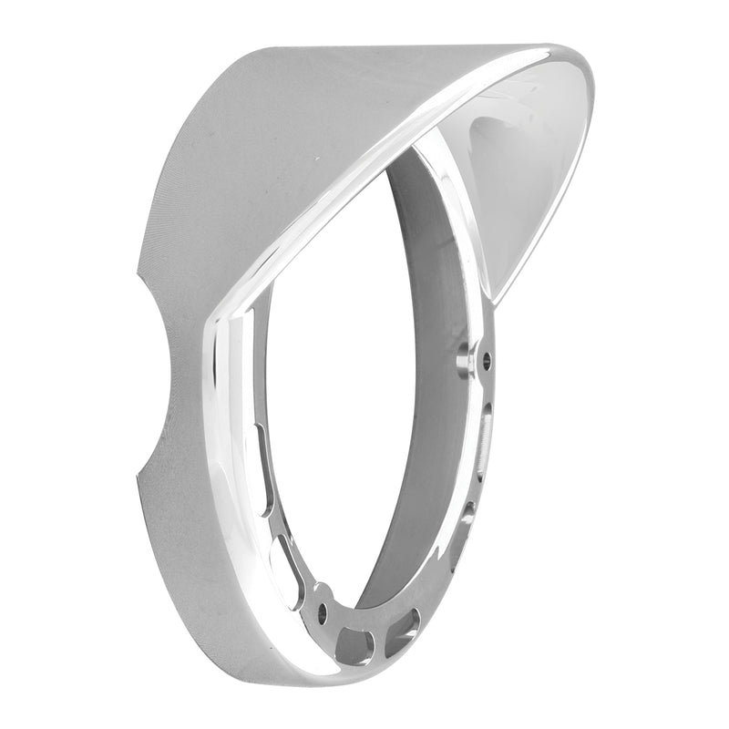 Chrome plastic rim with visor for LED pedestal light - Visor on the Right